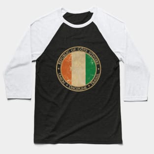 Vintage Republic of Cote d Ivoire Ivory Coast Africa African Flag Baseball T-Shirt